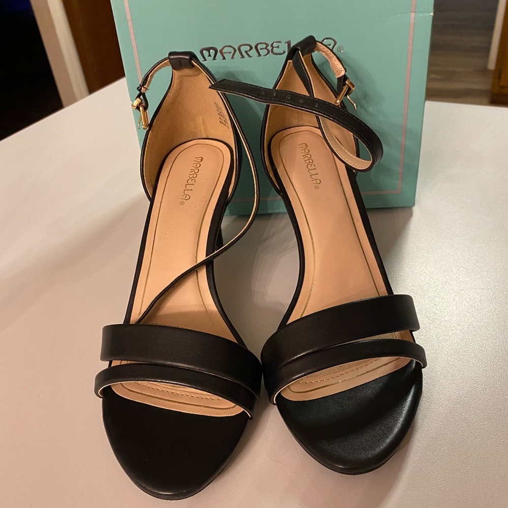 MARBELLA Black Strappy Heels